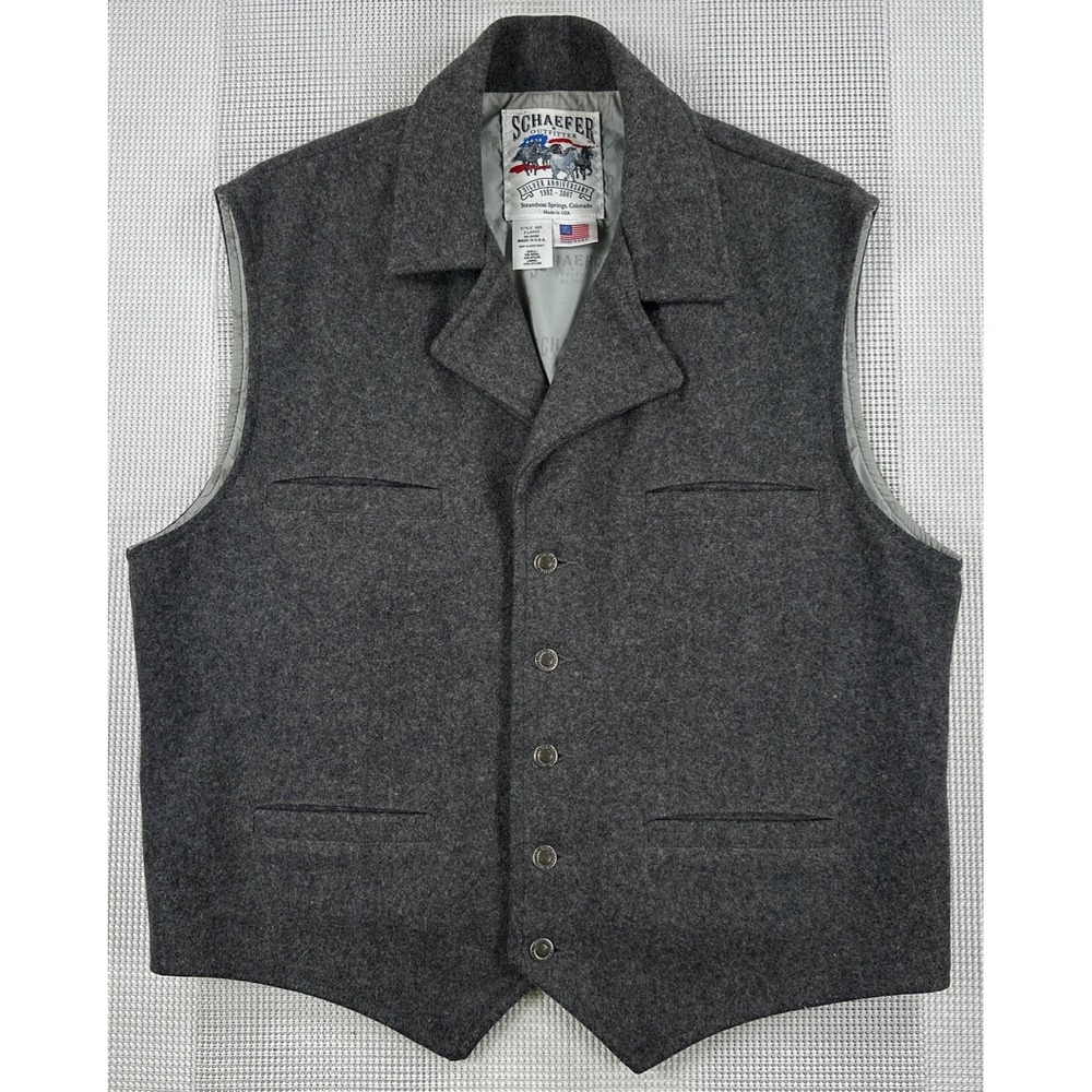 Schaefer Outfitter Wool Blend Vest Mens XL Silver Anniversary Style 805 USA